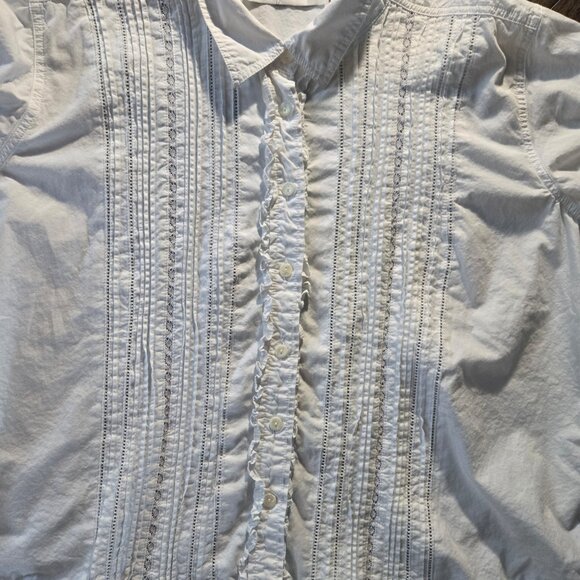 VICTORIA JONES 100% Cotton Victorian Style White Blouse w/ Lace NWOT/SIZE 2X - Picture 4 of 7